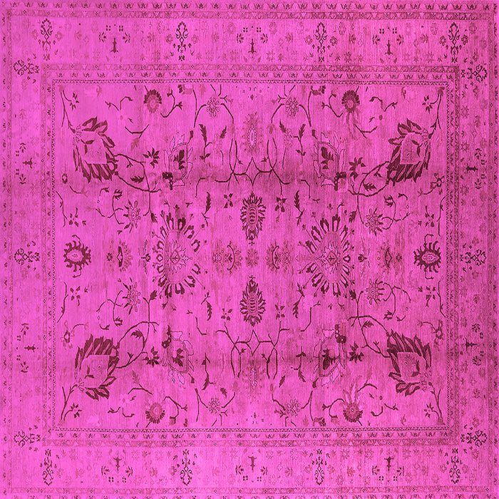 Square Machine Washable Oriental Pink Traditional Rug, wshurb2991pnk