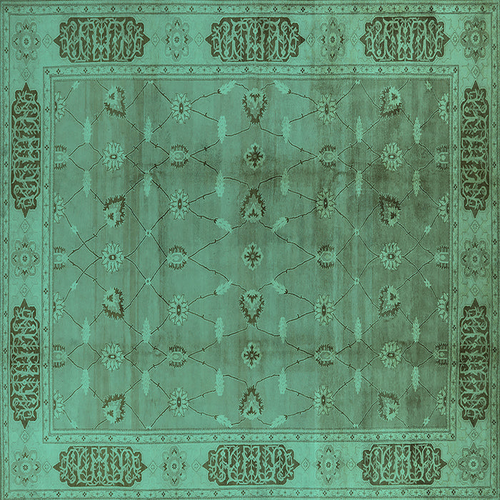 Square Oriental Turquoise Traditional Rug, urb2992turq