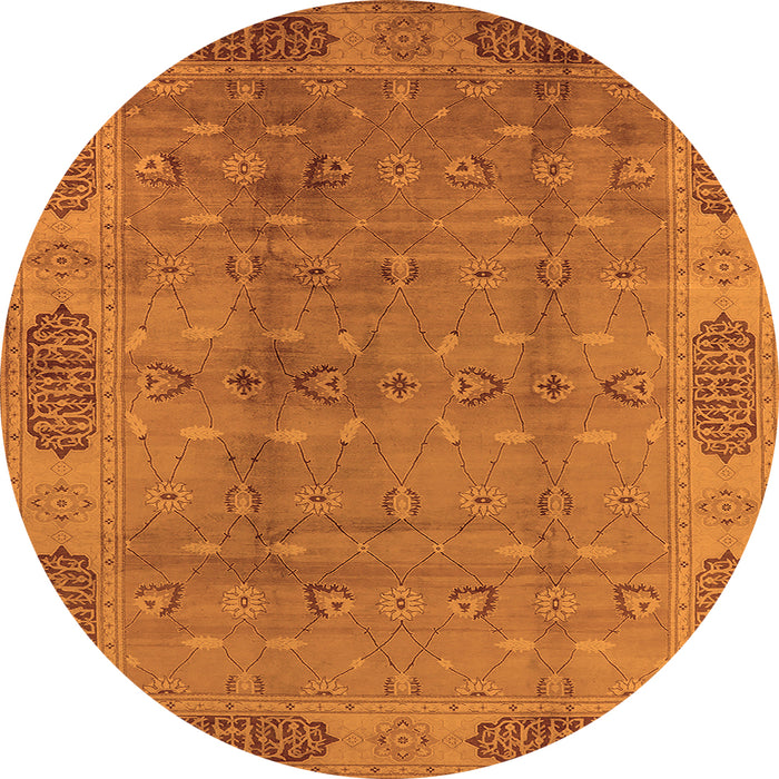 Round Oriental Orange Traditional Rug, urb2992org