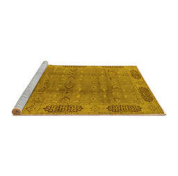 Sideview of Machine Washable Oriental Yellow Traditional Rug, wshurb2992yw