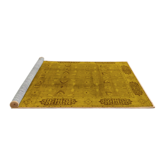Sideview of Machine Washable Oriental Yellow Traditional Rug, wshurb2992yw