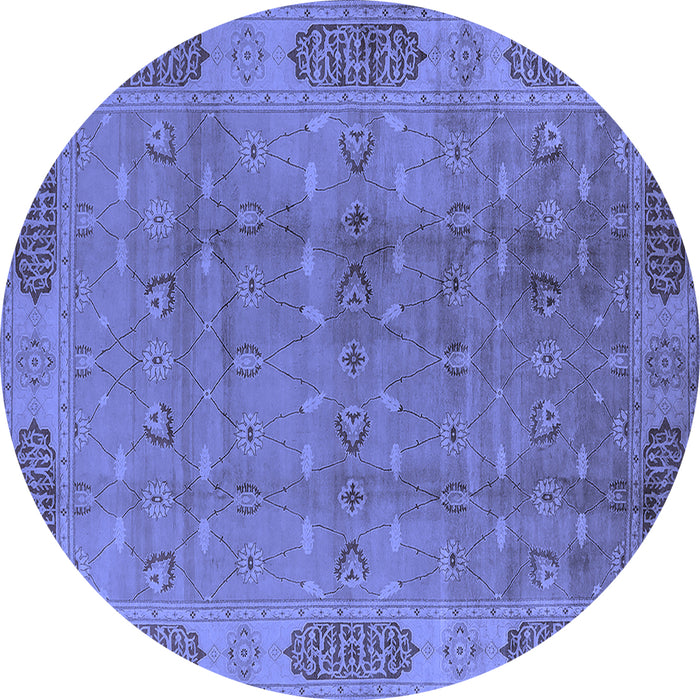 Round Oriental Blue Traditional Rug, urb2992blu