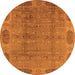 Round Machine Washable Oriental Orange Traditional Area Rugs, wshurb2992org