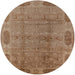 Round Mid-Century Modern Light Brown Oriental Rug, urb2992