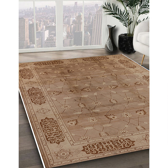 Mid-Century Modern Light Brown Oriental Rug in Family Room, urb2992