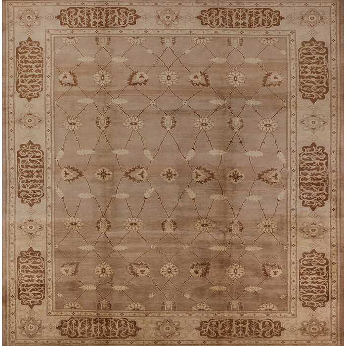 Square Mid-Century Modern Light Brown Oriental Rug, urb2992