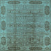 Square Machine Washable Oriental Light Blue Traditional Rug, wshurb2992lblu