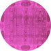 Round Oriental Pink Traditional Rug, urb2992pnk