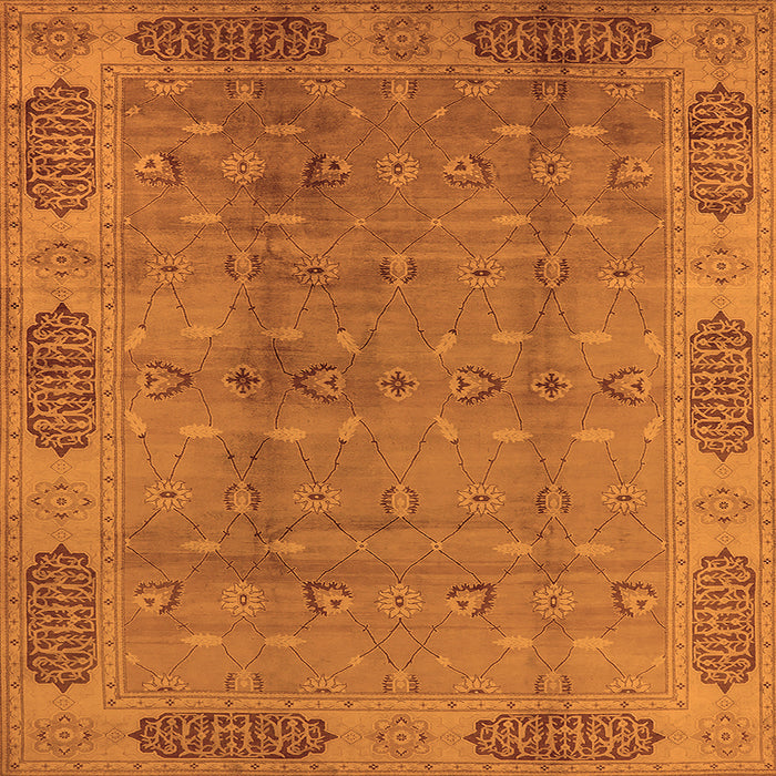 Square Oriental Orange Traditional Rug, urb2992org