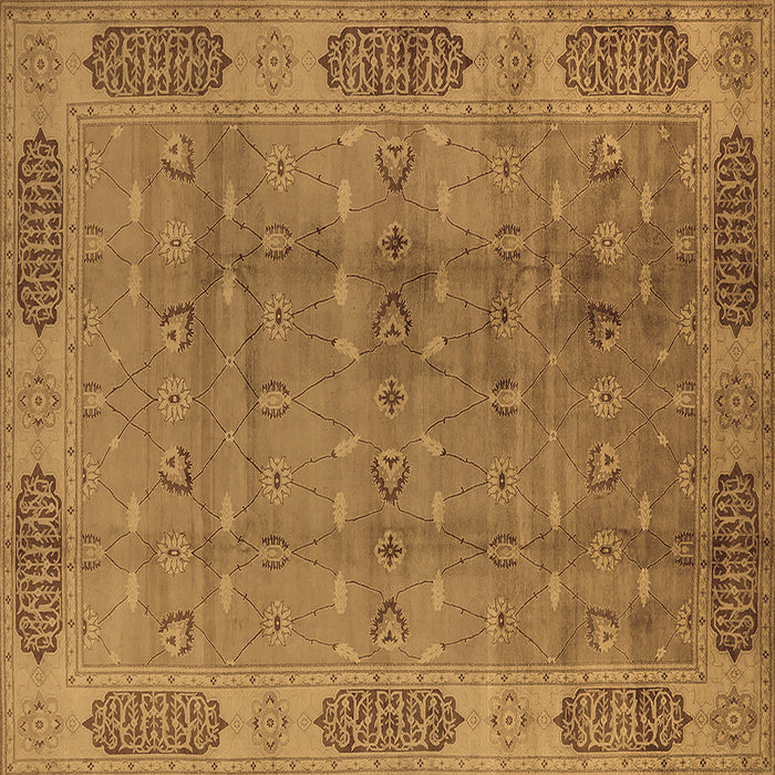 Square Oriental Brown Traditional Rug, urb2992brn