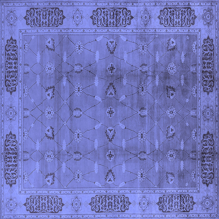 Square Machine Washable Oriental Blue Traditional Rug, wshurb2992blu