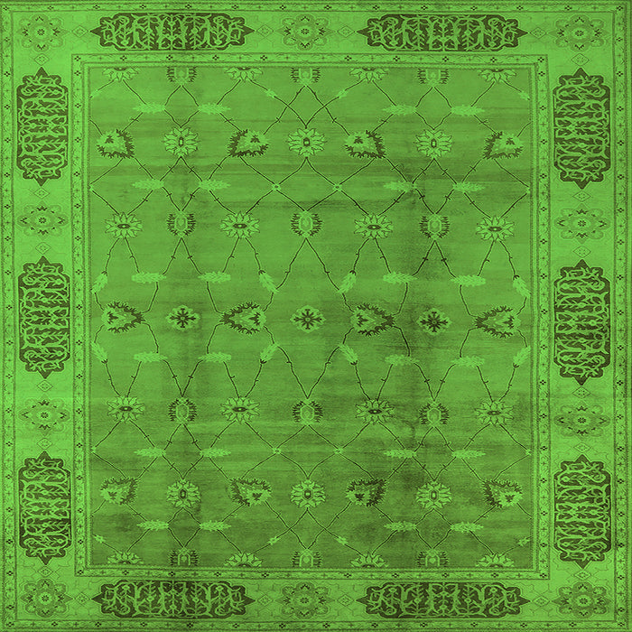 Square Oriental Green Traditional Rug, urb2992grn