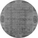 Round Machine Washable Oriental Gray Traditional Rug, wshurb2992gry