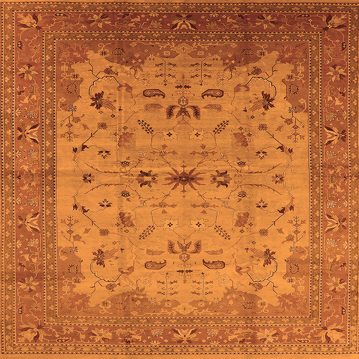 Square Oriental Orange Traditional Rug, urb2993org