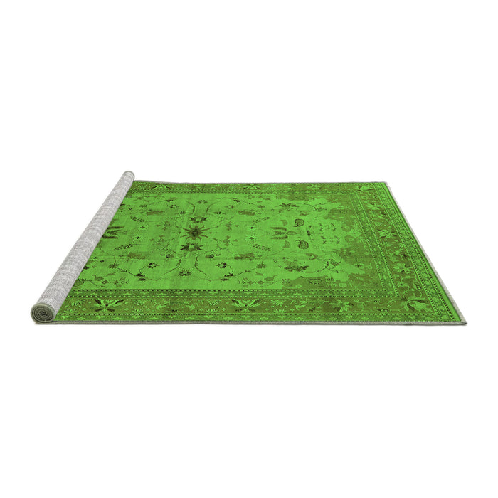 Sideview of Machine Washable Oriental Green Traditional Area Rugs, wshurb2993grn