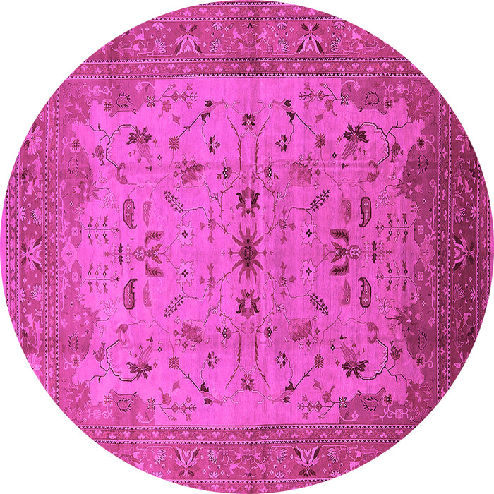 Round Oriental Pink Traditional Rug, urb2993pnk