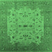 Square Oriental Emerald Green Traditional Rug, urb2993emgrn