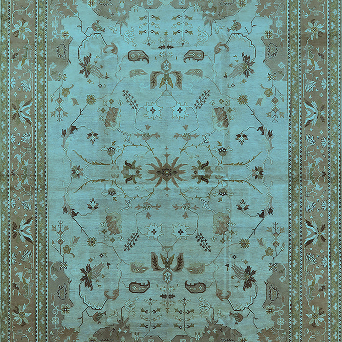 Machine Washable Oriental Light Blue Traditional Rug, wshurb2993lblu