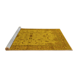 Sideview of Machine Washable Oriental Yellow Traditional Rug, wshurb2993yw