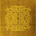 Square Machine Washable Oriental Yellow Traditional Rug, wshurb2993yw