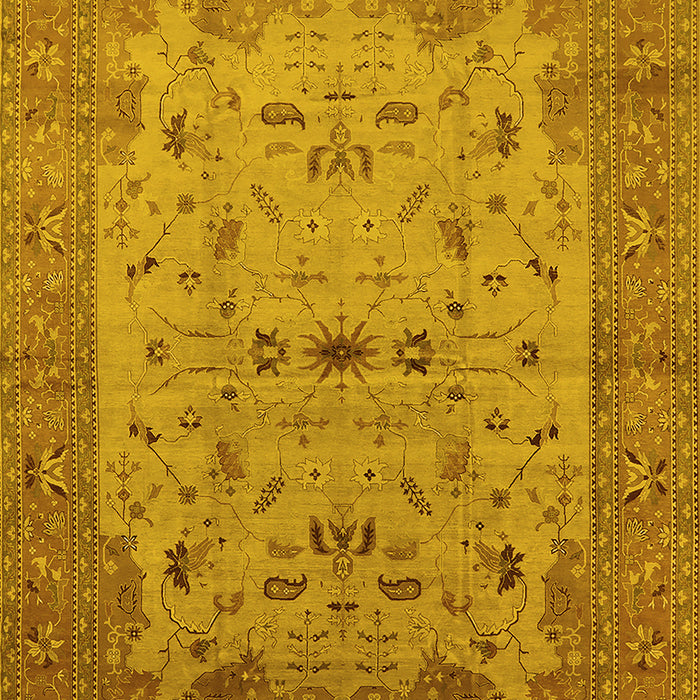 Machine Washable Oriental Yellow Traditional Rug, wshurb2993yw