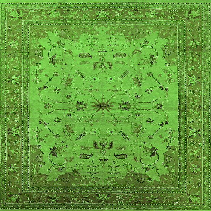 Square Oriental Green Traditional Rug, urb2993grn