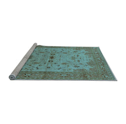 Sideview of Machine Washable Oriental Light Blue Traditional Rug, wshurb2993lblu