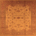 Square Machine Washable Oriental Orange Traditional Area Rugs, wshurb2993org