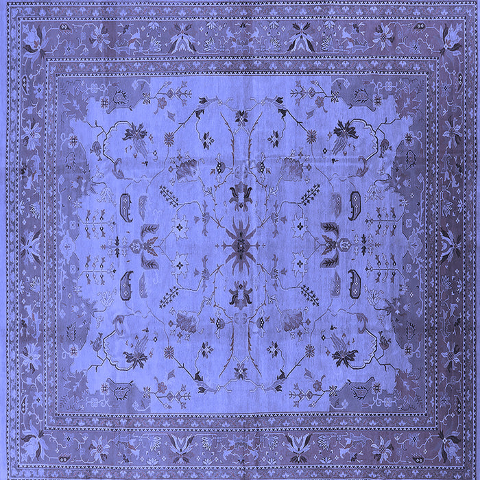 Square Machine Washable Oriental Blue Traditional Rug, wshurb2993blu