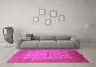 Machine Washable Oriental Pink Traditional Rug in a Living Room, wshurb2993pnk