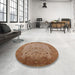 Round Machine Washable Industrial Modern Mahogany Brown Rug in a Office, wshurb2993