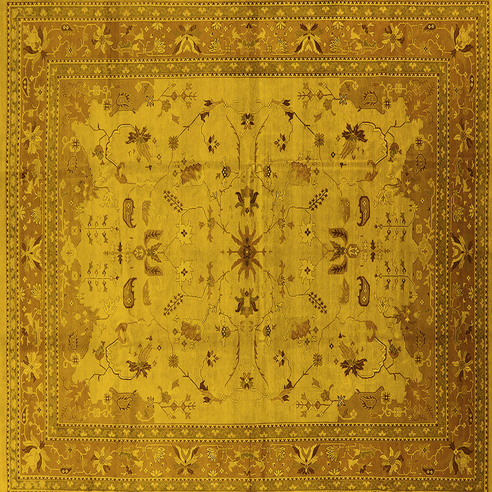Square Oriental Yellow Traditional Rug, urb2993yw