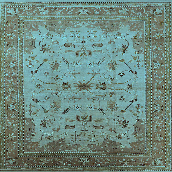 Square Oriental Light Blue Traditional Rug, urb2993lblu