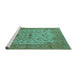 Sideview of Machine Washable Oriental Turquoise Traditional Area Rugs, wshurb2993turq