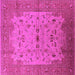 Square Machine Washable Oriental Pink Traditional Rug, wshurb2993pnk