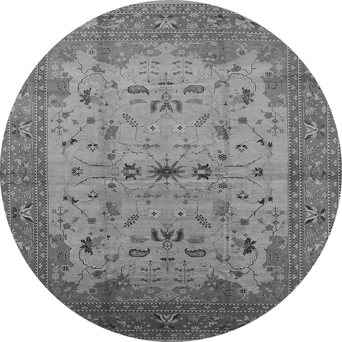 Round Machine Washable Oriental Gray Traditional Rug, wshurb2993gry