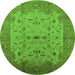 Round Oriental Green Traditional Rug, urb2993grn