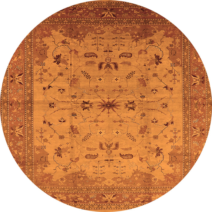 Round Oriental Orange Traditional Rug, urb2993org