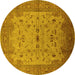 Round Oriental Yellow Traditional Rug, urb2993yw