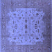 Square Oriental Blue Traditional Rug, urb2993blu