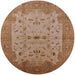 Round Mid-Century Modern Mahogany Brown Oriental Rug, urb2993