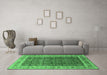 Machine Washable Oriental Emerald Green Traditional Area Rugs in a Living Room,, wshurb2994emgrn