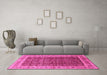 Machine Washable Oriental Pink Traditional Rug in a Living Room, wshurb2994pnk