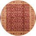 Round Mid-Century Modern Orange Oriental Rug, urb2994