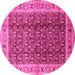 Round Oriental Pink Traditional Rug, urb2994pnk