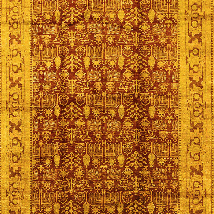 Machine Washable Oriental Yellow Traditional Rug, wshurb2994yw