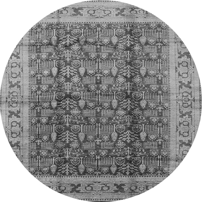 Round Oriental Gray Traditional Rug, urb2994gry