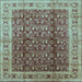 Square Oriental Light Blue Traditional Rug, urb2994lblu