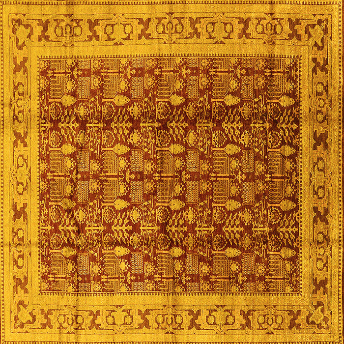 Square Oriental Yellow Traditional Rug, urb2994yw
