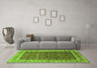 Machine Washable Oriental Green Traditional Area Rugs in a Living Room,, wshurb2994grn